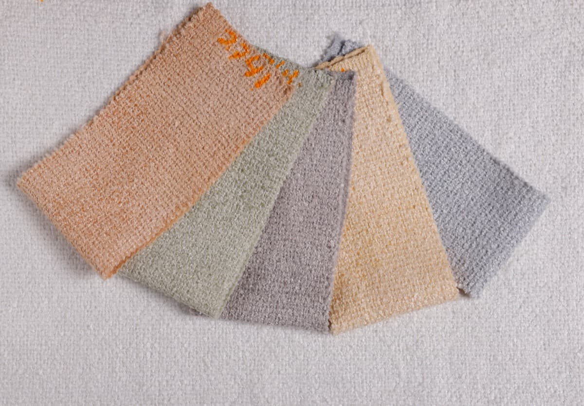 Fanned fabric swatches display